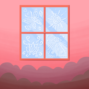 Exemplo de desenhos aplicados no vidro para prevenir colisões